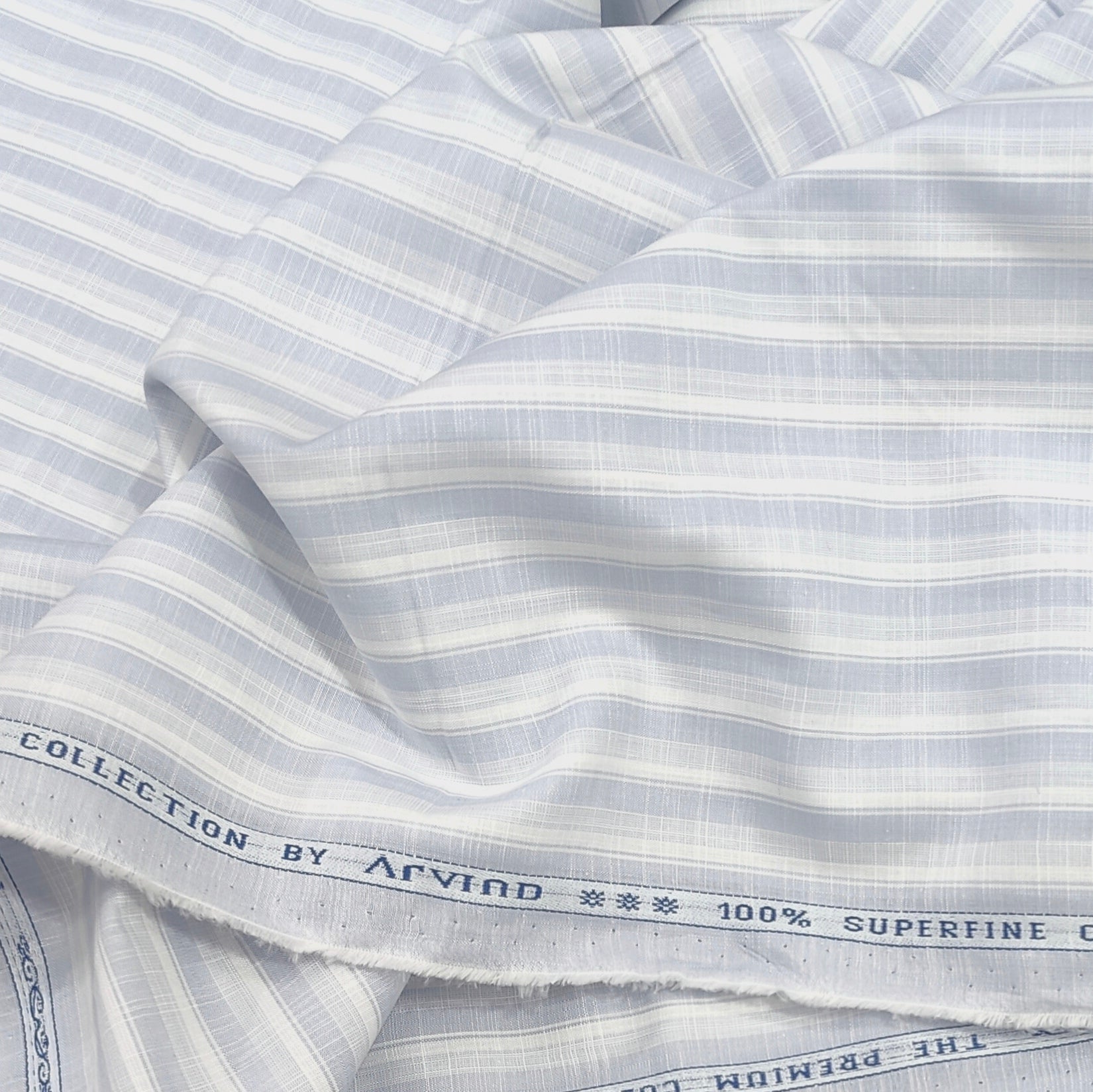 Shirt Fabric Arvind 100% Pure Cotton Patta line Colour grey